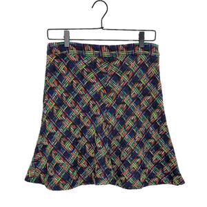 Zara Woman Medium Skirt Tweed Plaid A-line Flared Skirt Bright Colorful Preppy
